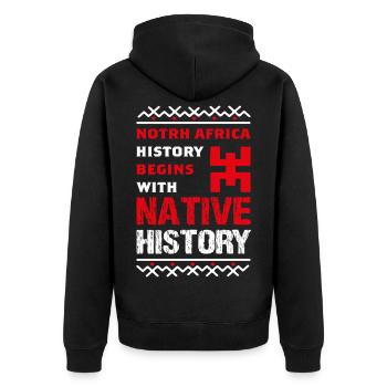 Indigenous History of North Africa - Unisex Premium Organic Zip Hoodie - black - Back - Nico (187cm)