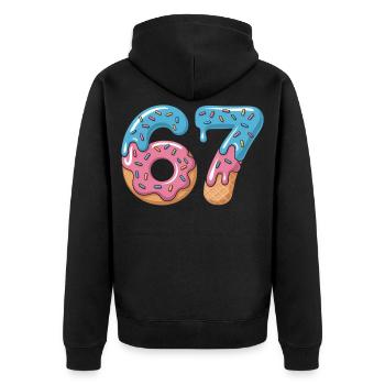 Donut numbers 6 and 7 - Unisex Premium Organic Zip Hoodie - black - Back - Nico (187cm)