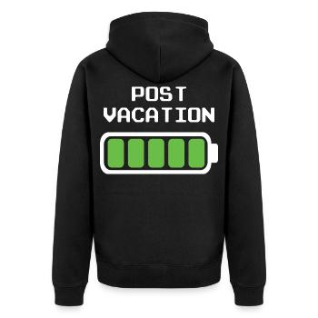 Post Vacation Design – Full Battery Indicator - Unisex Premium Organic Zip Hoodie - black - Back - Nico (187cm)