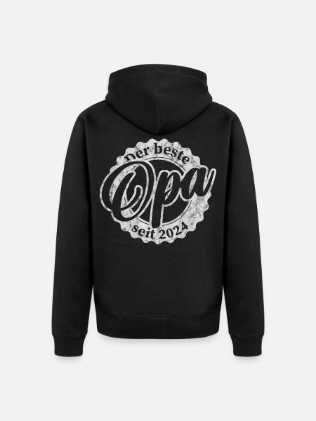 Der Beste Opa seit 2024 - Unisex Premium Bio Zip Hoodie - Schwarz