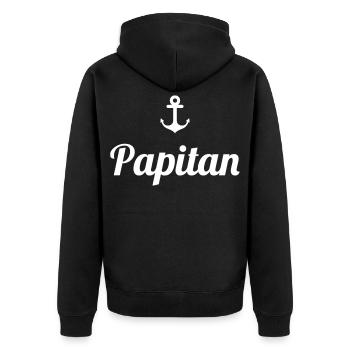 Papitän Funny Pun Capitaine Papa Ancre - Veste à capuche bio Premium Unisexe - noir - Dos - Nico (187cm)