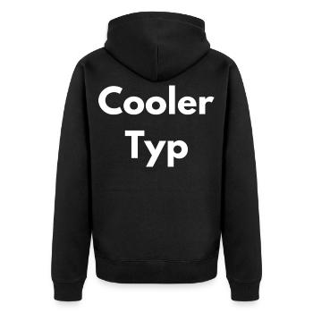COOLER TYP - Unisex Premium Bio Zip Hoodie - Schwarz - Hinten - Nico (187cm)