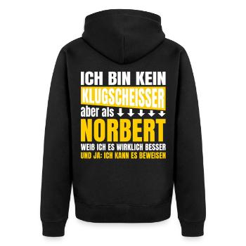 I'm not a smartass Norbert - Unisex Premium Organic Zip Hoodie - black - Back - Nico (187cm)