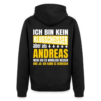 I'm not a smartass Andreas - Unisex Premium Organic Zip Hoodie - black - Back - Nico (187cm)