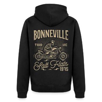 Bonneville Salt Flats Motorcycle Birthday 1975 - Unisex Premium Organic Zip Hoodie - black - Back - Nico (187cm)