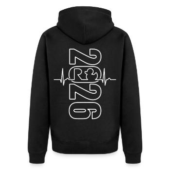 Rente 2026 - Retraite - Courbe ECG de rente - Veste à capuche bio Premium Unisexe - noir - Dos - Nico (187cm)