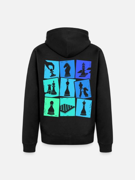 Schach Schachspieler Kinder Jungen Herren - Unisex Premium Bio Zip Hoodie - Schwarz