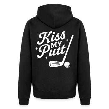 Kiss My Putt Funny Golf Lover Design - Unisex Premium Organic Zip Hoodie - black - Back - Nico (187cm)