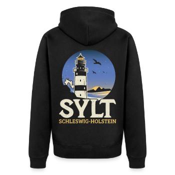Vacances à la mer du Nord SYLT SCHLESWIG HOLSTEIN Fun - Veste à capuche bio Premium Unisexe - noir - Dos - Nico (187cm)