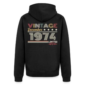 Cadeau Décembre 1974 - Veste à capuche bio Premium Unisexe - noir - Dos - Nico (187cm)