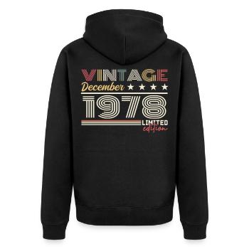 Cadeau Décembre 1978 - Veste à capuche bio Premium Unisexe - noir - Dos - Nico (187cm)