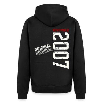 18th Birthday Original November Vintage 2007 - Unisex Premium Organic Zip Hoodie - black - Back - Nico (187cm)