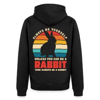 Retro Bunnies Dicter d’être soi-même - Veste à capuche bio Premium Unisexe - noir - Dos - Nico (187cm)