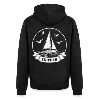 Skipper Sailboat Maritime Captain - Unisex Premium Organic Zip Hoodie - black - Back - Nico (187cm)