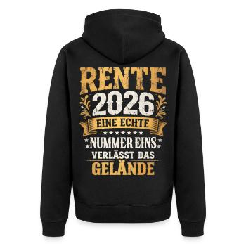 Pension 2026 Number 1 leaves the site Vintage - Unisex Premium Organic Zip Hoodie - black - Back - Nico (187cm)