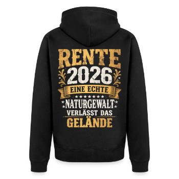 Rente, Pension 2026 verlässt das Gelände Vintage - Unisex Premium Bio Zip Hoodie - Schwarz - Hinten - Nico (187cm)