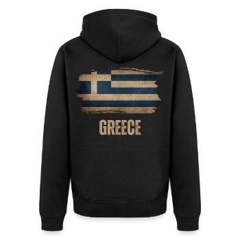 Drapeau grunge de la Grèce, j’adore la Grèce - Veste à capuche bio Premium Unisexe - noir - Dos - Nico (187cm)
