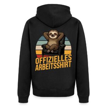 Offizielles Arbeitsshirt Faultier Faul Faulenzen - Unisex Premium Bio Zip Hoodie - Schwarz - Hinten - Nico (187cm)