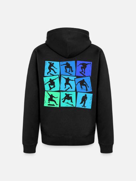Skateboard, skateboarder, skater, gutter, barn - Premium økologisk unisex-hettejakke - svart