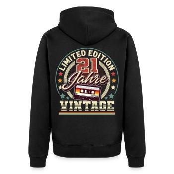 21st Birthday Cassette Vintage - Unisex Premium Organic Zip Hoodie - black - Back - Nico (187cm)