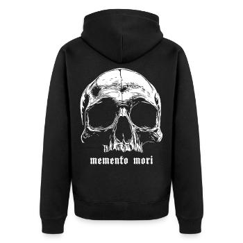 Skull Memento Mori Design - Unisex Premium Organic Zip Hoodie - black - Back - Nico (187cm)