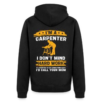 Le dicton du charpentier : Le travail acharné - Veste à capuche bio Premium Unisexe - noir - Dos - Nico (187cm)