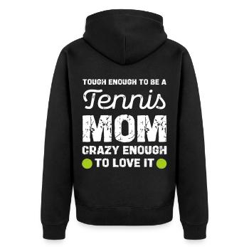 Maman de tennis : assez folle pour l’aimer - Veste à capuche bio Premium Unisexe - noir - Dos - Nico (187cm)