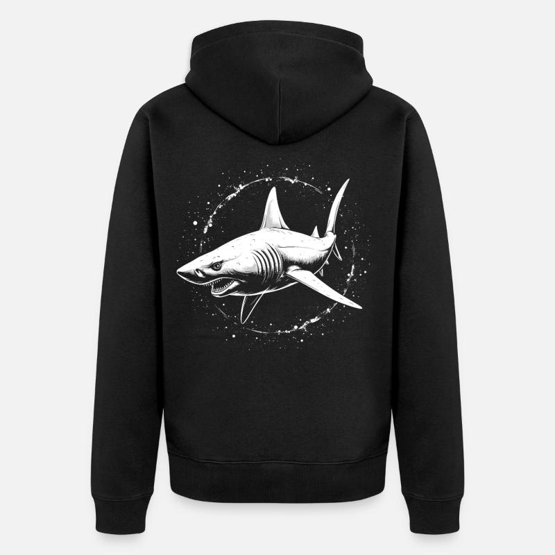 requin prédateur prédateur de l’océan - Veste à capuche bio Premium Unisexe - noir