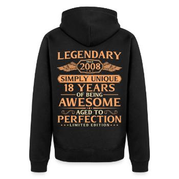 Millésime 2008 Né 18ème Anniversaire Idée Cadeau - Veste à capuche bio Premium Unisexe - noir - Dos - Nico (187cm)