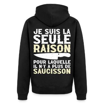 Le Saucisson c'est La Vie - Humour Apéro Cadeau - Unisex Premium Organic Zip Hoodie - black - Back - Nico (187cm)