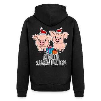 Noël du cochon, bonnes nuits de cochon ! - Veste à capuche bio Premium Unisexe - noir - Dos - Nico (187cm)