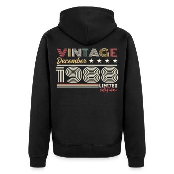 Cadeau Décembre 1988 - Veste à capuche bio Premium Unisexe - noir - Dos - Nico (187cm)