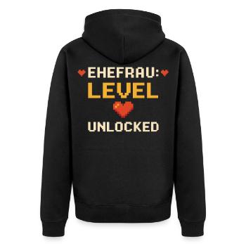 Wife Level Unlocked Funny Gamer Nerd - Unisex Premium Organic Zip Hoodie - black - Back - Nico (187cm)