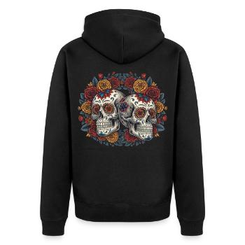 Mexican Skull Dia de los Muertos Calavera - Unisex Premium Organic Zip Hoodie - black - Back - Nico (187cm)