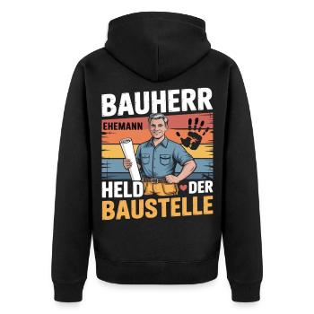 Builder for my family – Heart & Hammer Style - Unisex Premium Organic Zip Hoodie - black - Back - Nico (187cm)