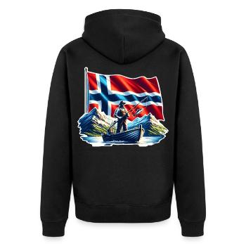 Norvège Pêche - Veste à capuche bio Premium Unisexe - noir - Dos - Nico (187cm)