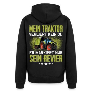 Landwirt - Unisex Premium Bio Zip Hoodie - Schwarz - Hinten - Nico (187cm)