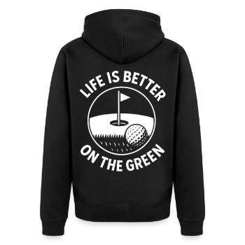 La vie est meilleure sur la citation de golf verte - Veste à capuche bio Premium Unisexe - noir - Dos - Nico (187cm)