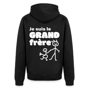 Je suis le Grand Frère Humour et Fierté Familiale - Veste à capuche bio Premium Unisexe - noir - Dos - Nico (187cm)