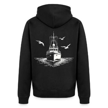 Fishing Cutter Trawler Fishing Sea - Unisex Premium Organic Zip Hoodie - black - Back - Nico (187cm)
