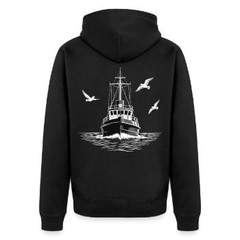 Fishing Cutter Trawler Fishing Sea - Unisex Premium Organic Zip Hoodie - black - Back - Nico (187cm)
