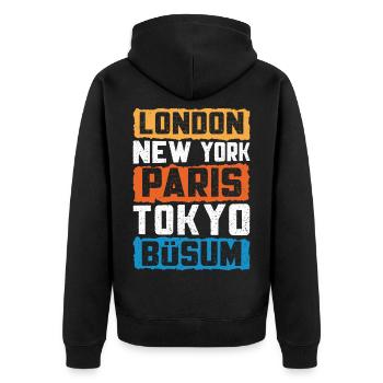 Vacances à la mer du Nord LONDRES NEW YORK PARIS TOKYO - Veste à capuche bio Premium Unisexe - noir - Dos - Nico (187cm)