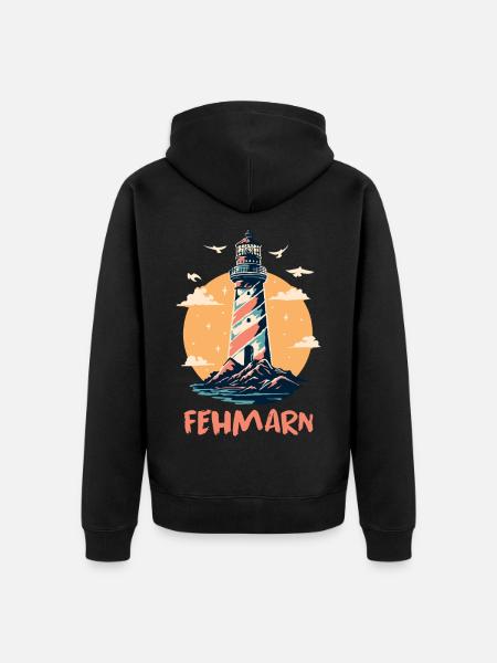 Baltic Sea Holiday FEHMARN Lighthouse Fun - Unisex Premium Organic Zip Hoodie - black