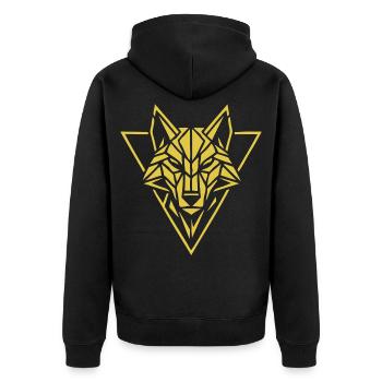 Tête de loup géométrique Or - Veste à capuche bio Premium Unisexe - noir - Dos - Nico (187cm)