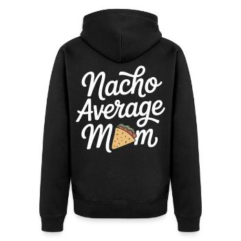 Nacho Durchschnittliche Mama Lustig - Unisex Premium Bio Zip Hoodie - Schwarz - Hinten - Nico (187cm)
