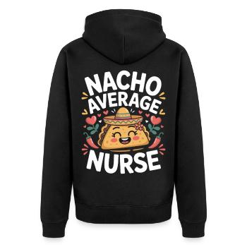 Nacho Average Nurse Humor Design - Unisex Premium Bio Zip Hoodie - Schwarz - Hinten - Nico (187cm)