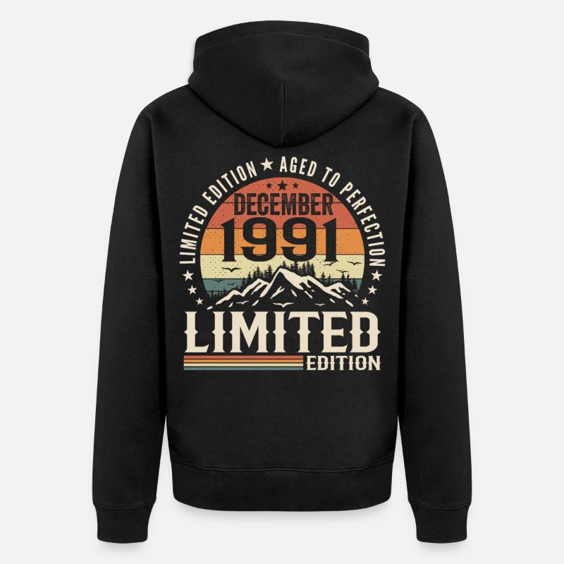 Geschenk Dezember 1991 - Unisex Premium Bio Zip Hoodie - Schwarz
