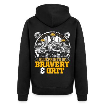 Mécanique militaire Bravoure et courage - Veste à capuche bio Premium Unisexe - noir - Dos - Nico (187cm)