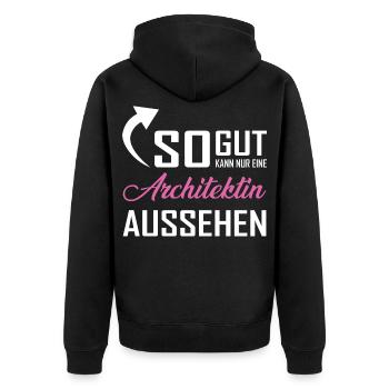 So gut kann nur eine Architektin aussehen - Unisex Premium Bio Zip Hoodie - Schwarz - Hinten - Nico (187cm)