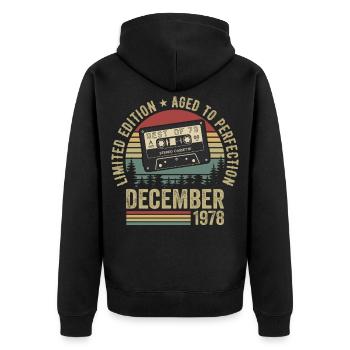 December 1978 - Anniversary December 1978 - Unisex Premium Organic Zip Hoodie - black - Back - Nico (187cm)